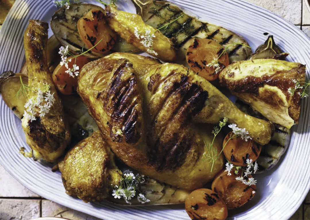Pollo con melanzane e salsa di albicocche