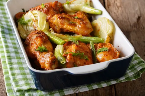 Pollo al forno con finocchi